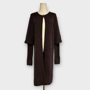 White + Warren 100% Cashmere Knit Single Button Long Sleeve Long Line Cardigan